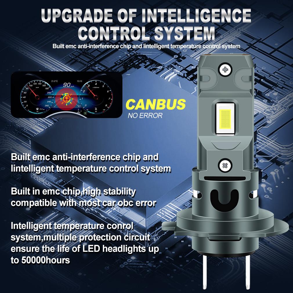 2 Peças 20000LM Lâmpadas LED H7 para Farol 60W Mini Sem Fio CSP Farol de Carro Com Ventoinha Lâmpadas de Diodo Automotivo H7 Turbo Led Luzes Automotivas Canbus 12V 6500K Branco