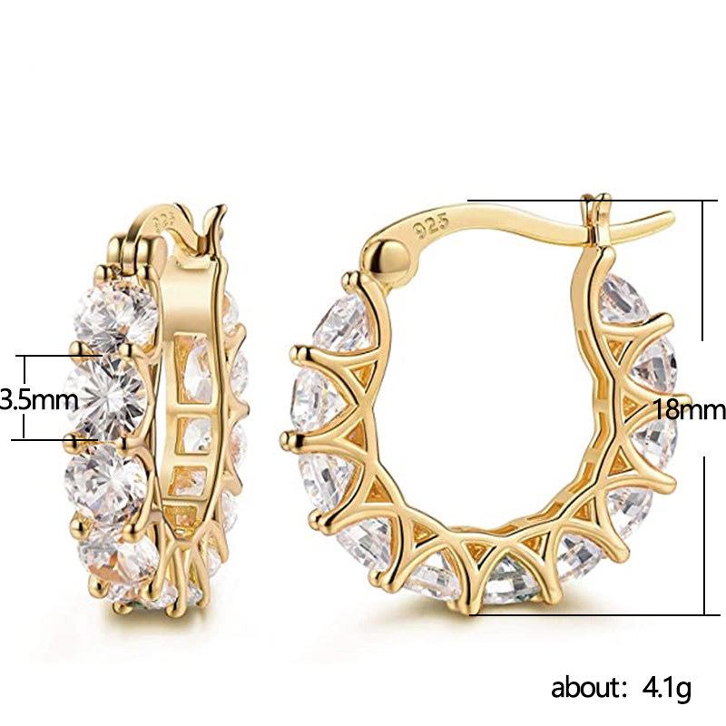 High Quality Cubic Zirconia Women Hoop Earrings Stylish Girl Accessories Party Daily Wearable Fashion Jewelry Gift