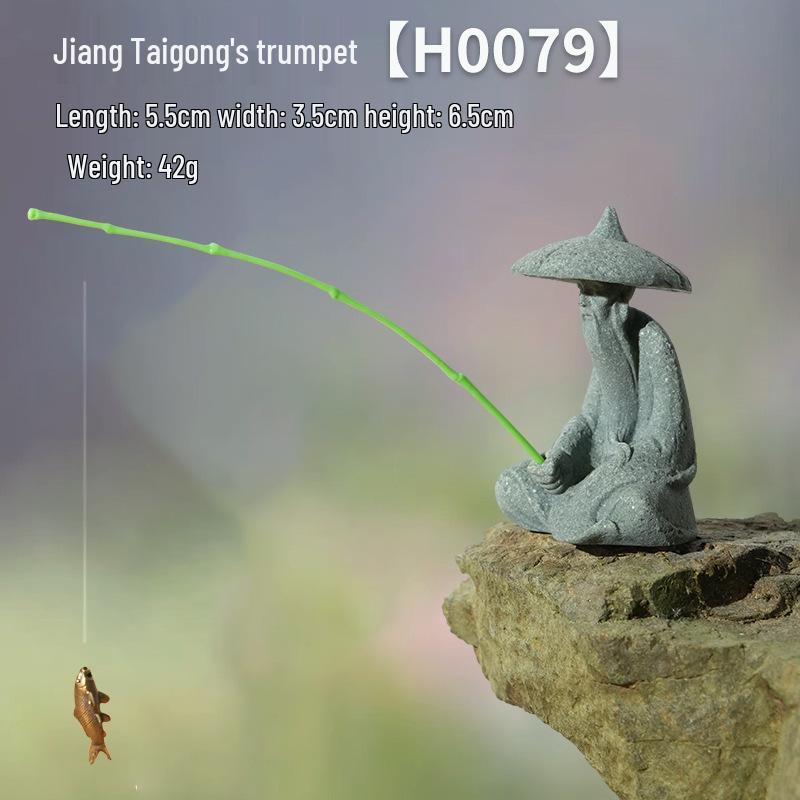 

Da Li Fisherman Water Feature: Flowing Ecological Fish Tank with Rockery Landscape Ornament.