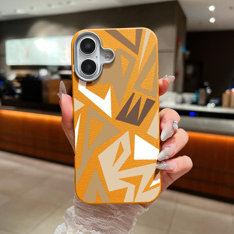 

Простой геометрический принт ударопрочный тонкий чехол для iPhone 16 15 Pro Max 14 Pro 13 12 11 кожа текстура TPU мягкий матовый чехол для телефона iPhone 11 оранжевый