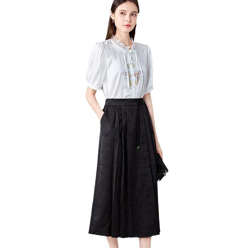 Chiffon Shirt for Women New Summer Women's Short-sleeved Shirt for Women with Lotus Leaf Collar Age Reduction Beautiful Shirt for Chinese Style Top