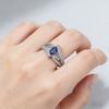 Navy Blue Gemstone Ring for Women, Modern Geometric Design CopperRing, Romantic Engagement & Party Jewelry Gift for Her