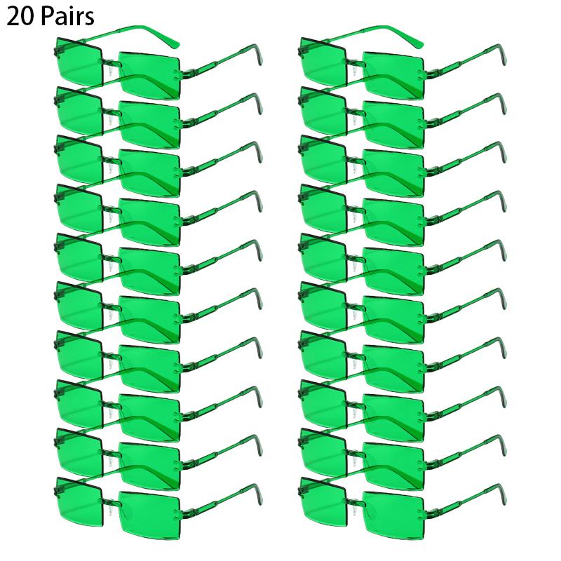 16/20 Pairs Rectangle Sunglasses Men Fashion Rimless Gradient Multicolor Beach Holiday Shades Women New Trendy Rave Sun Glasses