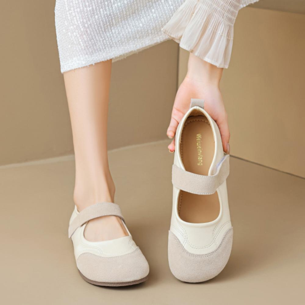 Women's Flats Leather Mary Jane Shoes Women's French Round Toe Flat Shoes Soft Sole Women's Shoes