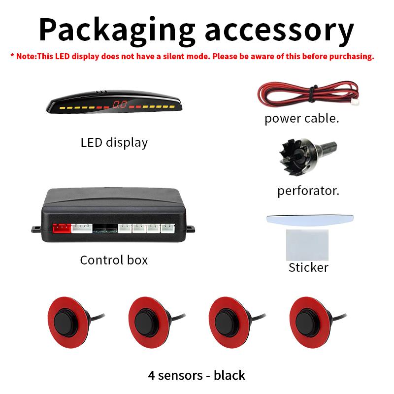 4 Sensors 16.5mm Waterproof Car LED Parking Sensor Reversing Radar Sound Warning Safe Parking Assist Other
