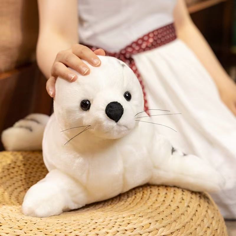 32/38cm New White Seal Doll Simulation Stuffed Plush Toy Handmade Doll Cartoon Anime Cute Children's Birthday Gift Fun Doll