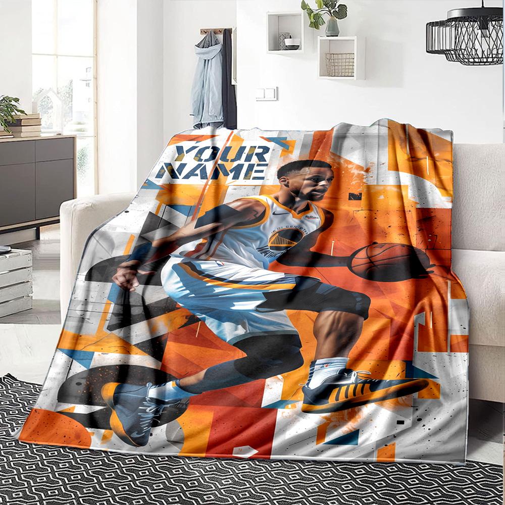 Golden State Curry Customize Text Blanket Throw Personalized Blanket Soft & Cozy Throw For Bedding Home Decor Nap Office Chair All-Season Use