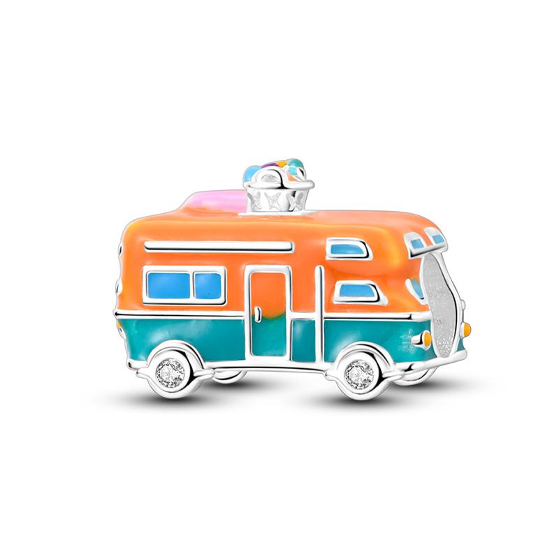 Copper Red Car Motorcycle Locomotive Bicycle Pink Car Keys Charms Pendents Fit Original Pandach Bracelet Charms Diy Jewelry