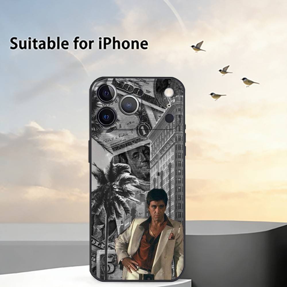 R-Scarfaces T-Tony Montana Phone Case For iPhone 17,16,15,14,13,12,11 Plus,Pro Max,XS,Soft Silicone Black Cover