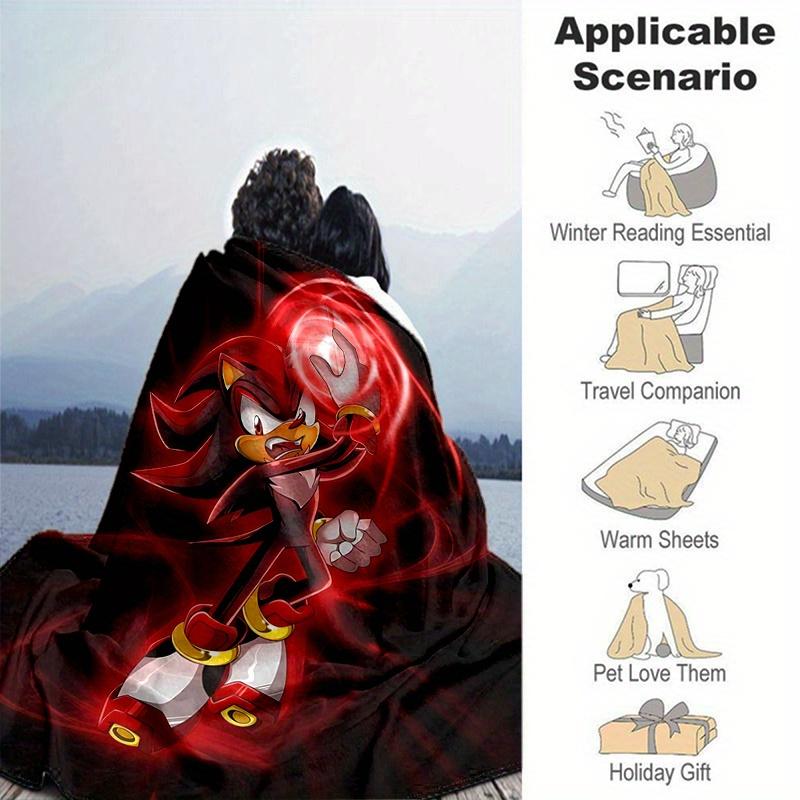 1 Stück Rote Power Surge Shadow the Hedgehog Cartoon-Decke Zimmerdeko, Weiche Überwurfdecke Perfekt als Geburtstagsgeschenk, Wohnzimmer .D071
