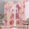 2pcs,2D Plane Printing Pattern Curtains Pink Teddy Bear Cuteness Polyester Fabric (without Rod) Decorations Inside Use for