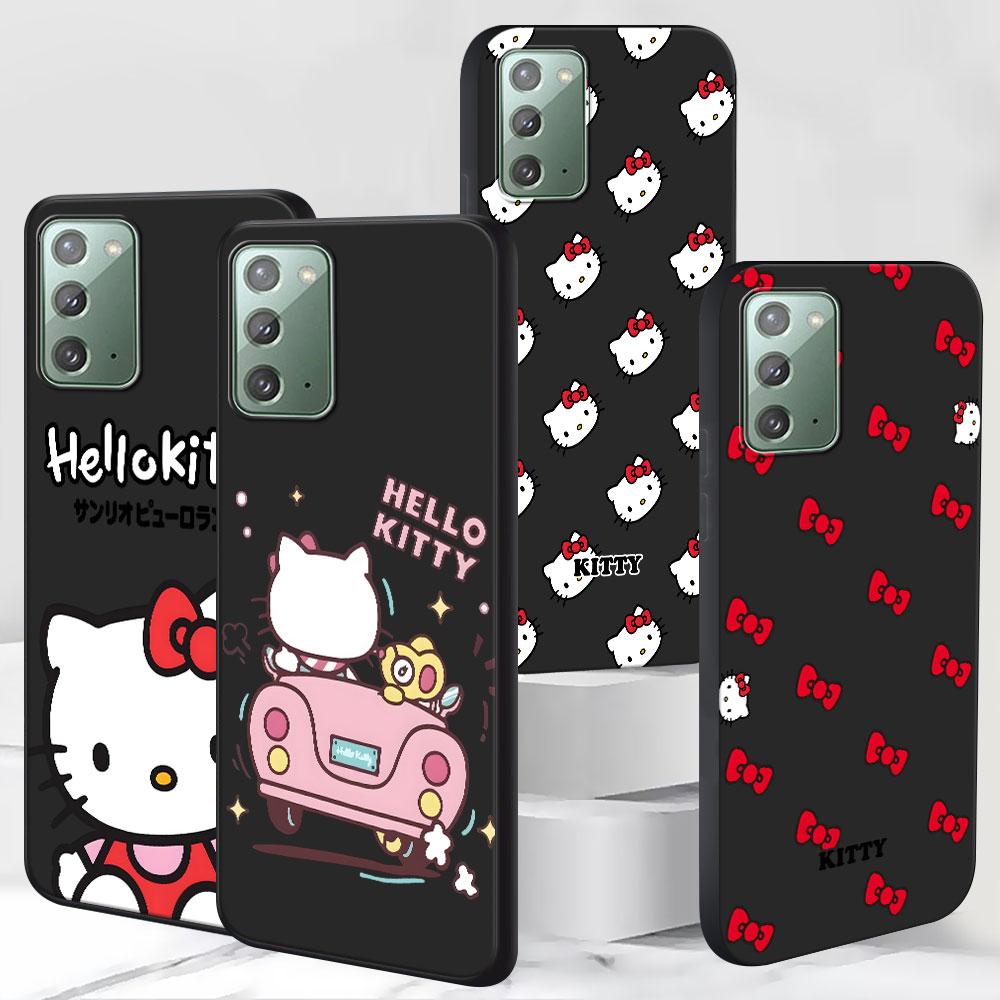 Cute Hello Kitty Case for Samsung Galaxy Note 20 Ultra 10 Plus 9 8 TPU Phone Cover Note 10 Lite Black Soft Shell Funda Capa