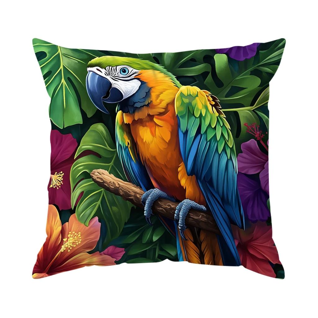 1pcs/4pcs Tropical Parrot Cushions Pillowcase Polyester Cushion Cover Throw Pillow Pillowcover Home Car Sofa Decor