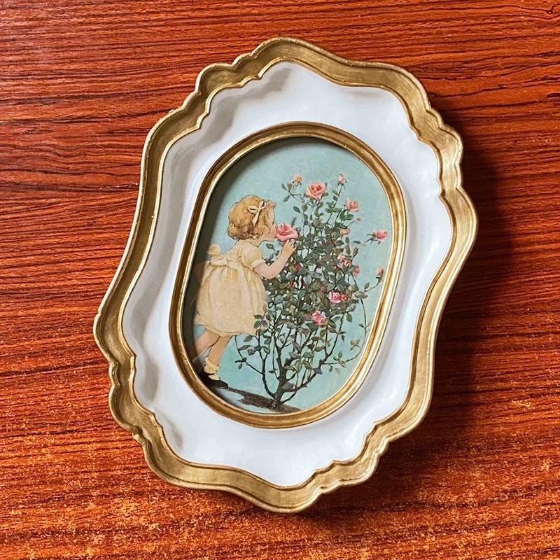WTEMPO Simple Circular Photo Frame Home Decoration Ornament Photo Frame DIY Picture Frame Living Room Decoration Resin Handicraft Ornament
