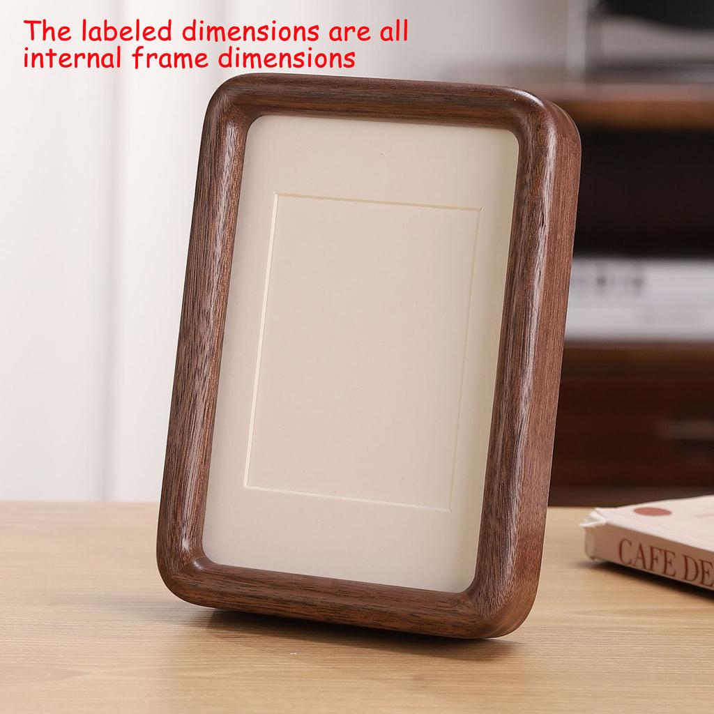 5-12in A4 A3 Solid Wood Black Walnut Frame Mortise and Tenon Round Corner Picture Frame Couple Photo Display Stand Home Decor