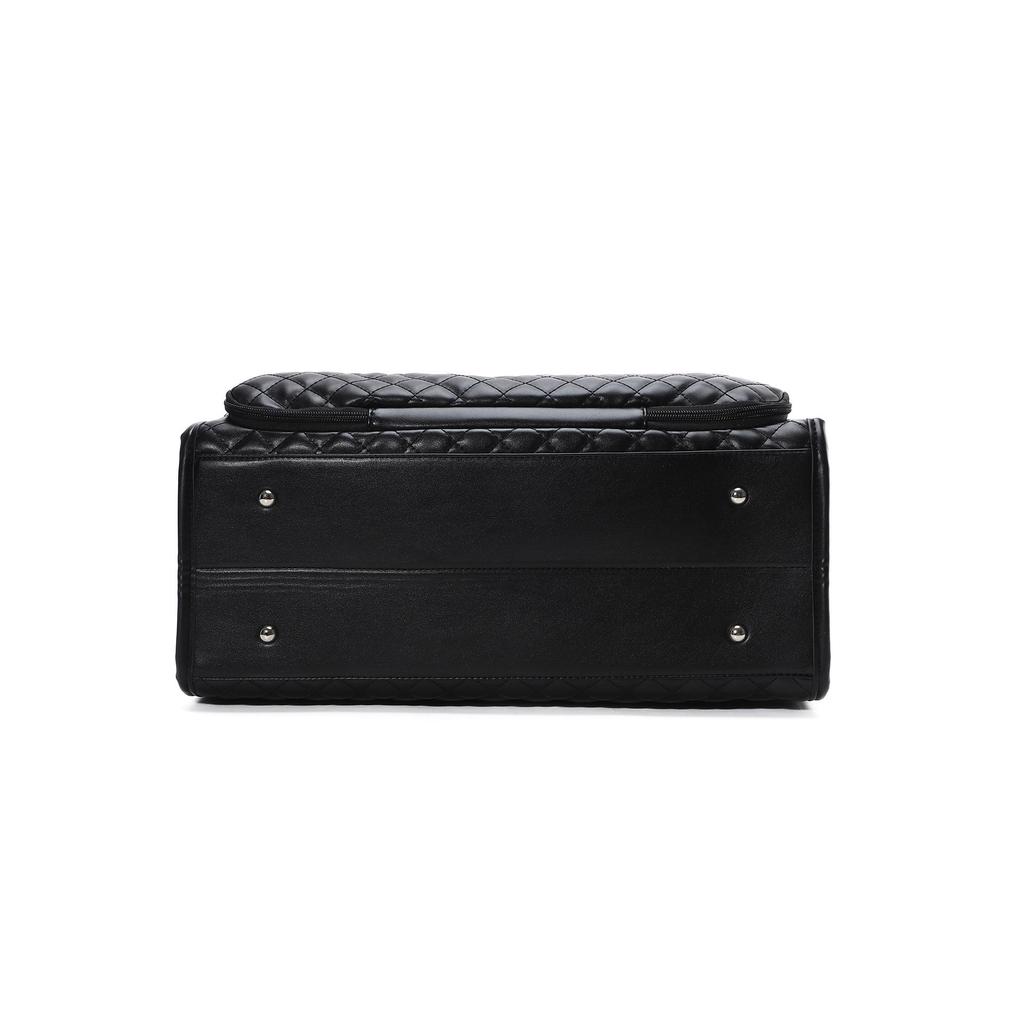 High-Quality Insulated Black Diamond Lattice Lunch Bag, Handbag, and Crossbody Tote