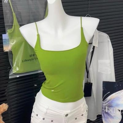Women Sexy Slim Camisole with Built In Chest Pads Basic Inner Layering Tank Top
