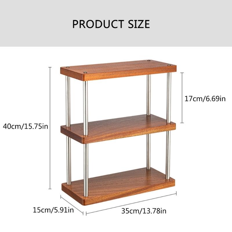 Multifunctional Wood Rack with 3 Layers Coffee Cup Display Stand Multilayer Storage Shelf Practical Cup Organizers