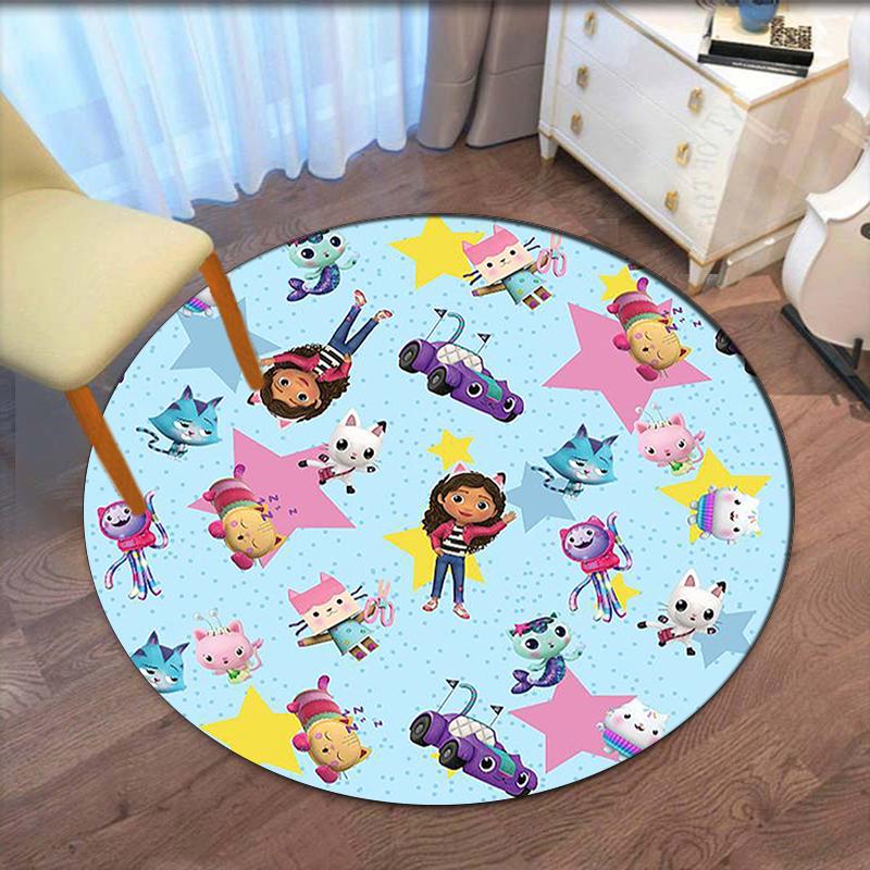 Gabby's Poppenhuis Bedrukte Ronde Vloerkleed Tapijt Stoelkleed Gebiedskleed Entree Deurmatten, voor Kantoorstoel Woonkamer Slaapkamer Keuken.