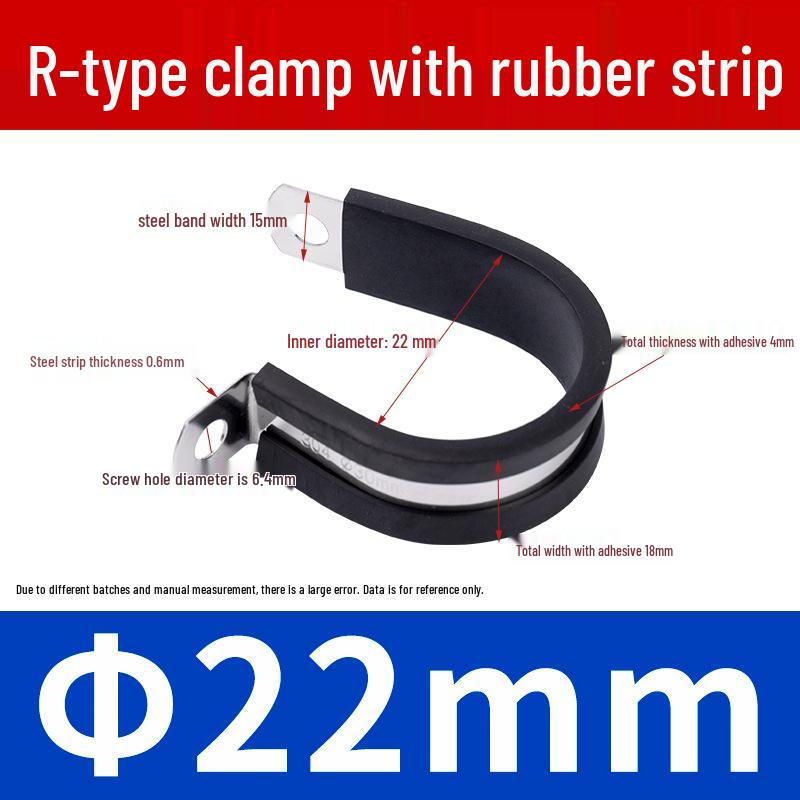 Stainless Steel R-Type Rubber Strip Shock-Absorbing Pipe Clamp