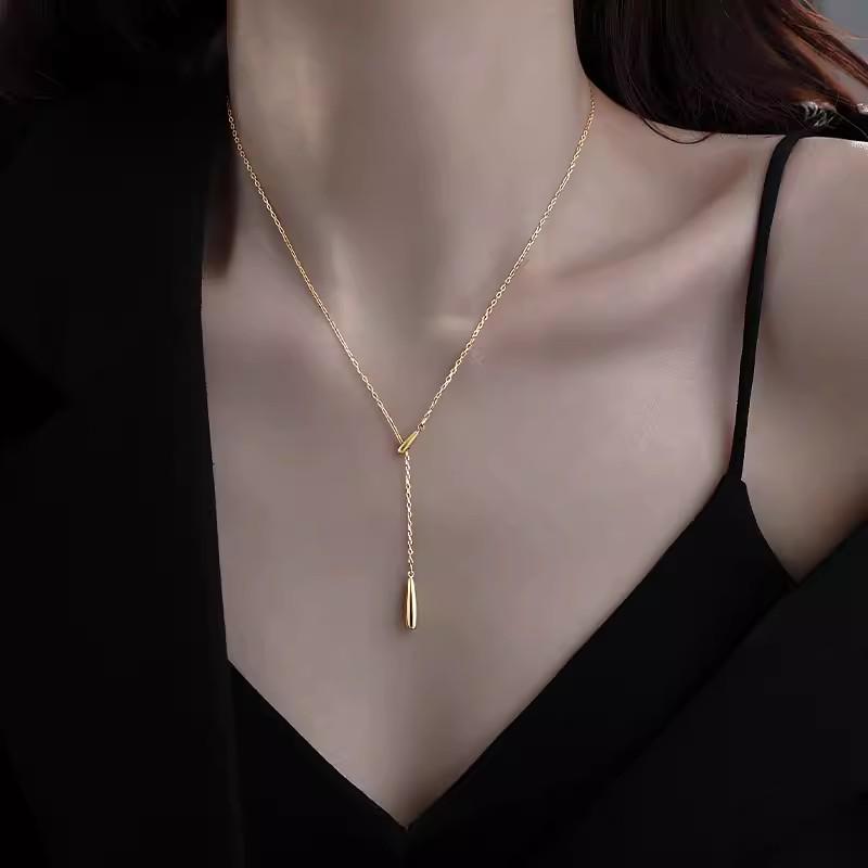 925 Silberplattierte Tropfenkette für Damen, Elegantes Quasten-Choker mit Nischendesign - Modern, High-End-Stil