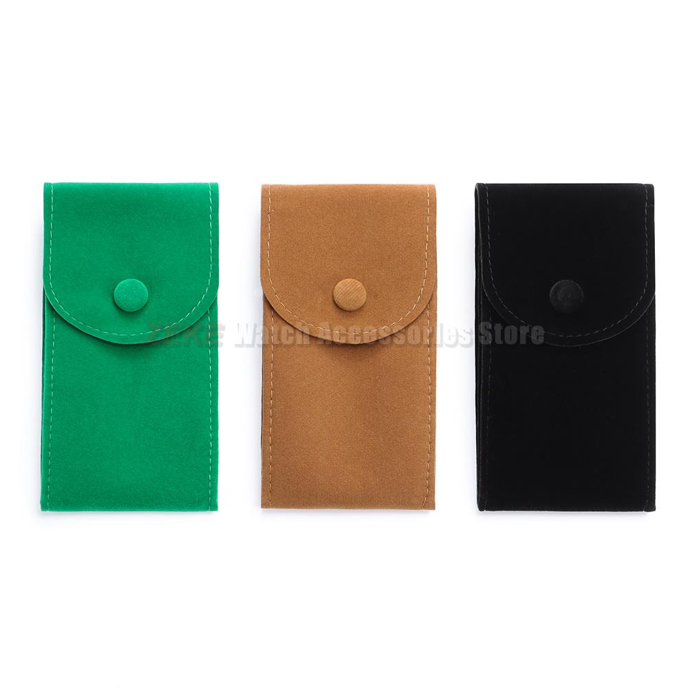 3pcs Green Brown Black Watch Bag Blue Black Flannelette Gift Bag Travel Storage Case Durable Portable Watch Dust Protection Case