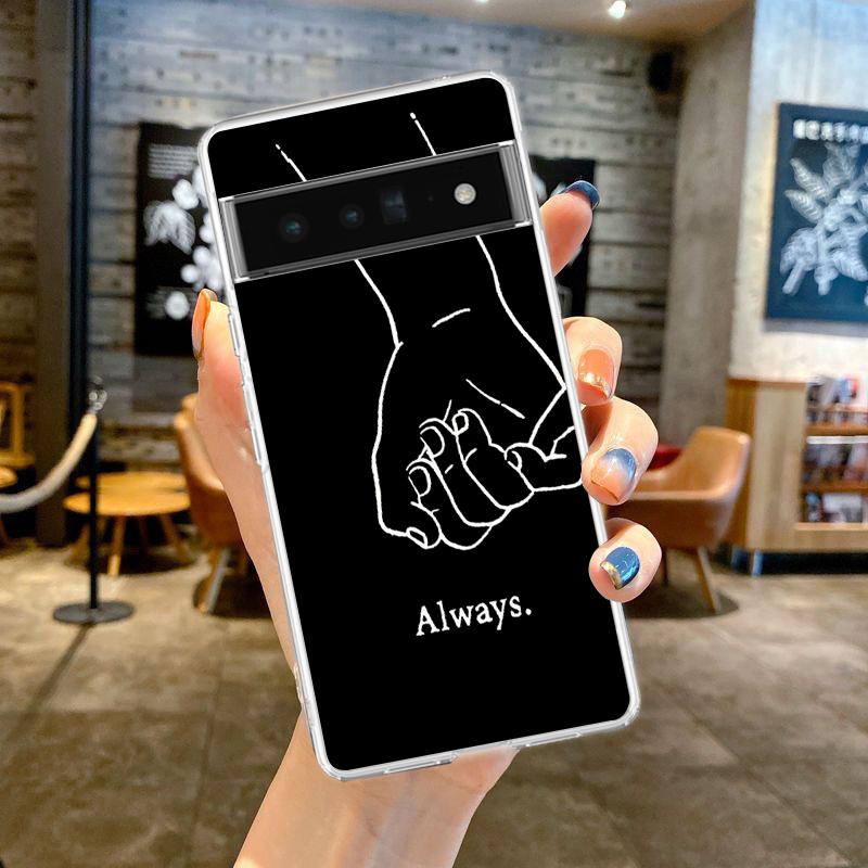 Couple Cartoon Aesth sun moon Phone Case For Google Pixel 9 8 7 6 Pro XL 8A 7A 6A 5 4 5A 4A 3A XL 5G soft Clear TPU Cover
