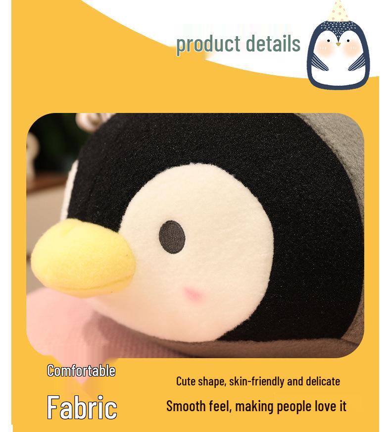 Cute Sleepy Penguin Plush Pillow - Soft Marine Animal Doll for Kids