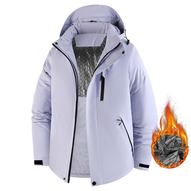 Autumn/Winter Unisex Waterproof Windproof Graphene Cotton Jacket with Detachable Hood - Thick and Functional for Outdoor Wear 4XL