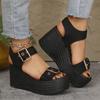 2025Women's Wedge Sandals Retro Belt Buckle Casual Platform Sandals for Women Thick Bottom High Heels Sandals Sandalias De Mujer