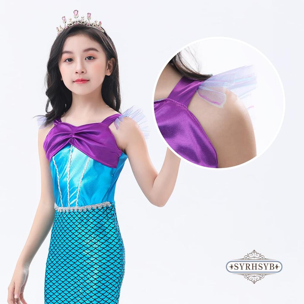 [SYRHSYB] Ariel Dress, Little Mermaid Dress, Mermaid Costume, Cosplay, Children's Costume, One-Piece Princess Dress, Stage Costume, Disguise,