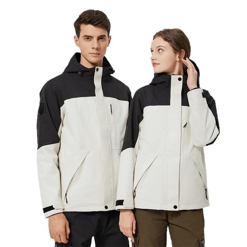 Men Women 3-in-1 Waterproof Windproof Hooded Outdoor Jacket With Removable Fleece Liner Winter Hiking