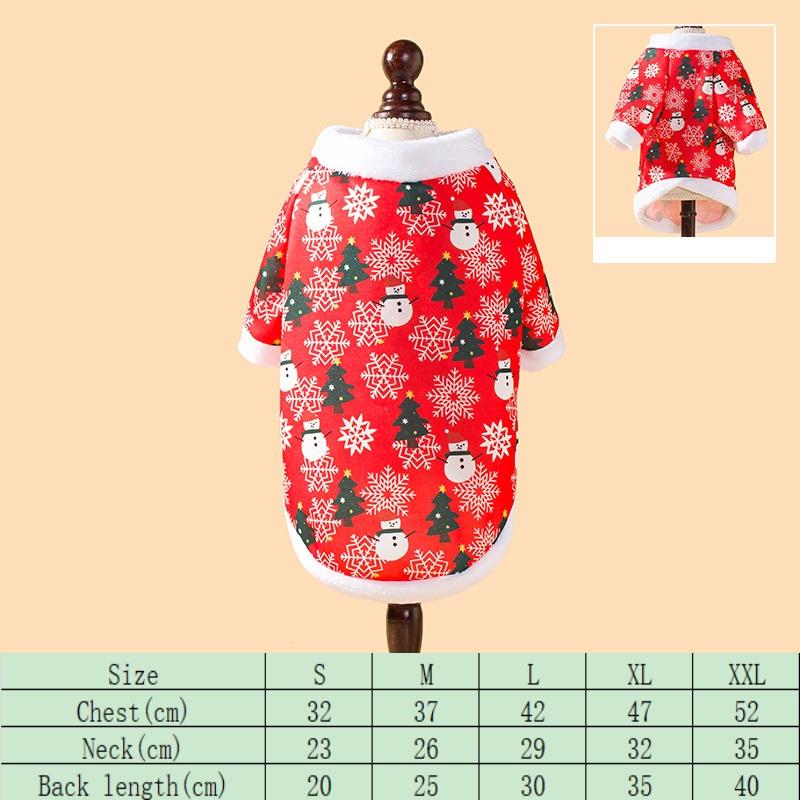 Hot Autumn and Winter Christmas Pet Clothes, Comfortable and Warm Cartoon Printed Pet Cat and Dog Clothes