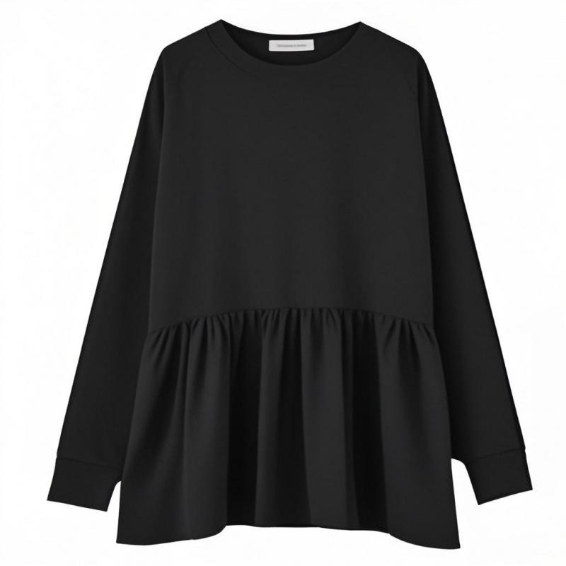 Korean Style Khaki Babydoll Maternity Sweatsuit with Micro Flared Pants for Spring/Autumn