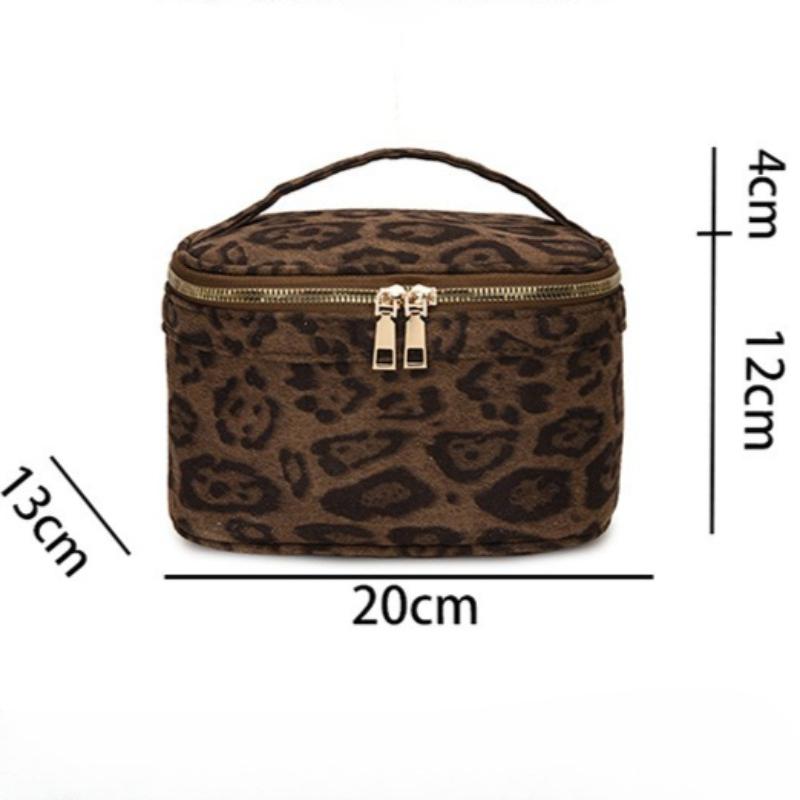 Vintage Leopard Makeup Bag for Women Girl Large Capacity Travel Cosmetic Case Bag Zipper Tote Lipstick Toiletry Pouch