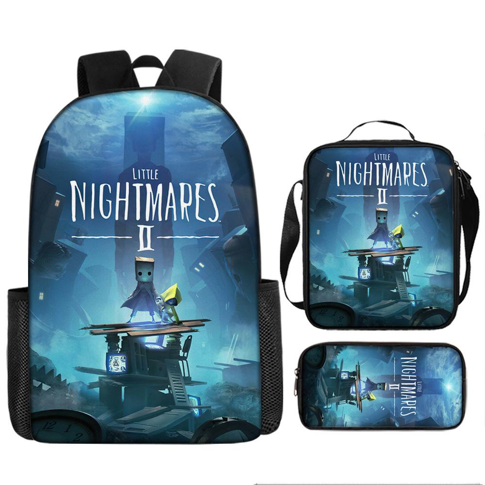 Luxury Popular Novelty Little Nightmares 3D Print 3pcs/Set pupil School Bags Laptop Daypack Backpack Lunch bag Pencil Case
