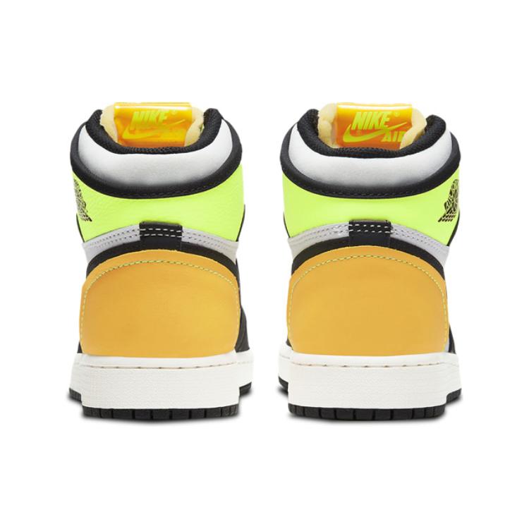 New Jordan 1 Retro High White Black Volt University Gold GS 575441-118