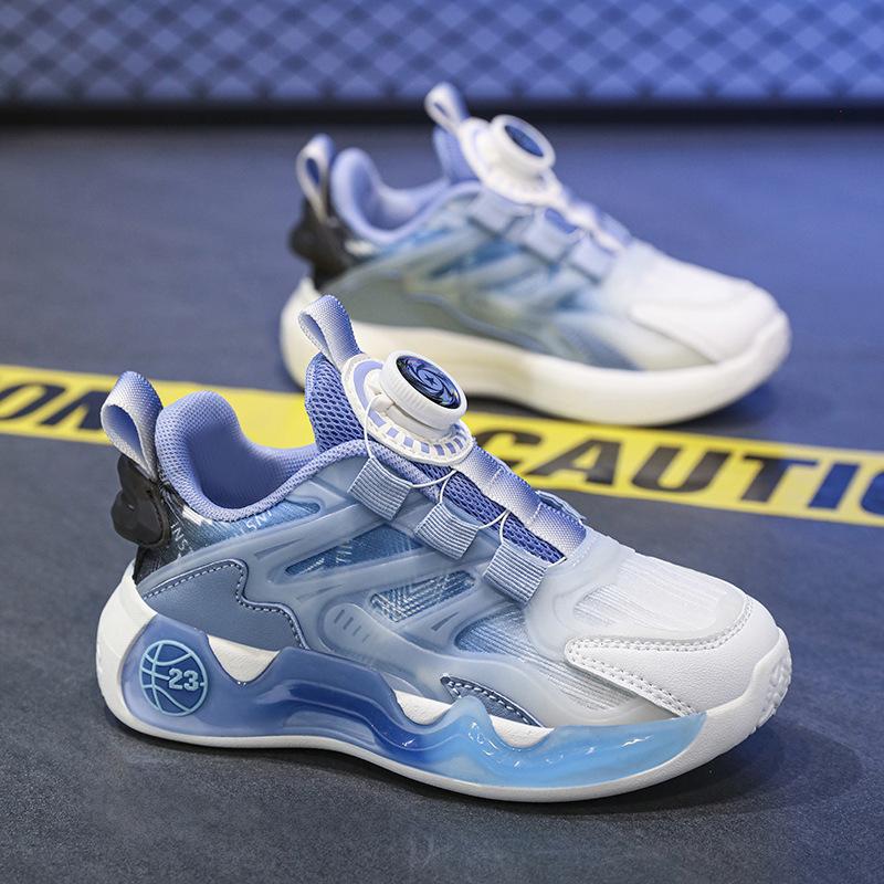 2025 children's mesh sports shoes basketball shoes spring and autumn boys' shoes summer breathable boys middle and older children rotating buckle