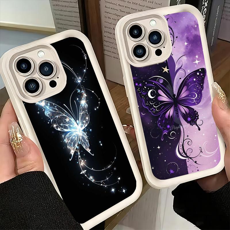 Phone Case for iPhone 17 Air 16E 15 16 Pro Max Beautiful Purple Butterfly Cover 14 Plus 13 12 Mini Soft Shell Silicone Fundas