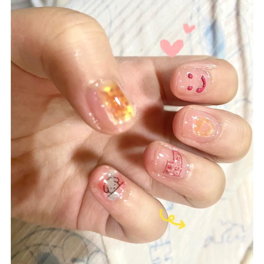 Summer Jelly Short Nail Stickers Cute Funny Scrapbooking Decals 3D Transparent Embossed Self Adhesive for DIY Nail Art