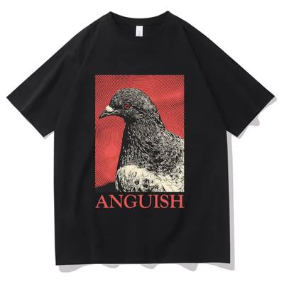 Anguish T-Shirt Niedlich Lustig Meme Taubenprint T-Shirts Sommer Herren Damen Lässig Übergroß Kurzarm T-Shirt Männlich Vintage T-Shirts