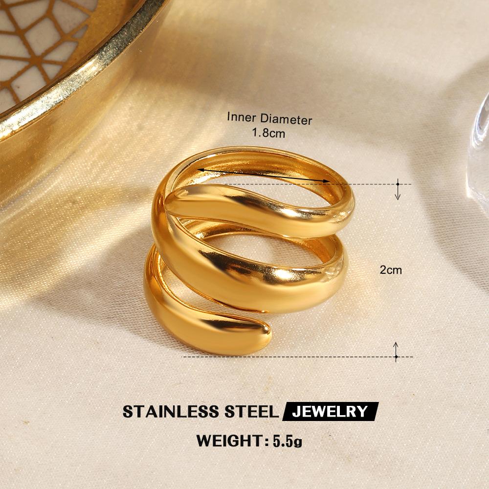 Personalisierte Edelstahl-Linienringe für Damen, Geometrisch, Unregelmäßig, Offen, Minimalistisch, Stilvoll, Kein Verblassen, Bankett Schmuck, Geschenke