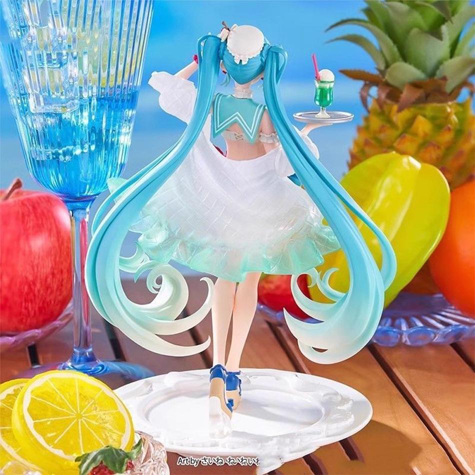 The Hatsune Miku figure Soda  cream dress The Props Desktop Decoration Collection PVC Model Toys Kids Gifts