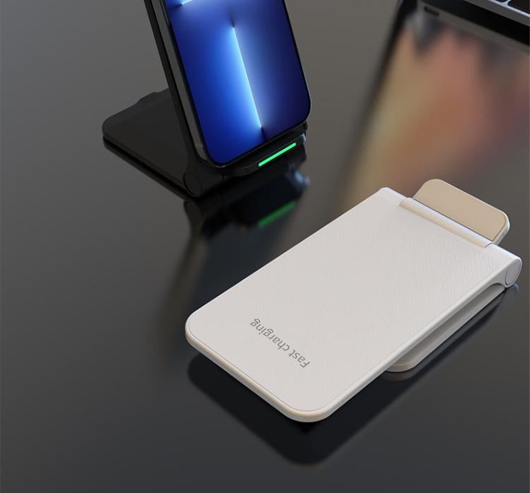 Foldable 15W Wireless Charger Stand for Apple Phone - Desktop Fast Charger