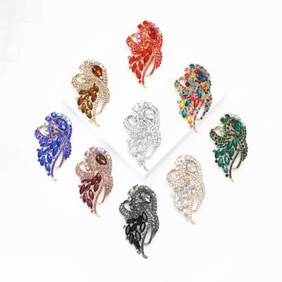 Wysokiej jakości stop pełen diamentów duża szklana broszka wykwintna retro damska odzież korsarz biżuteria szpilka