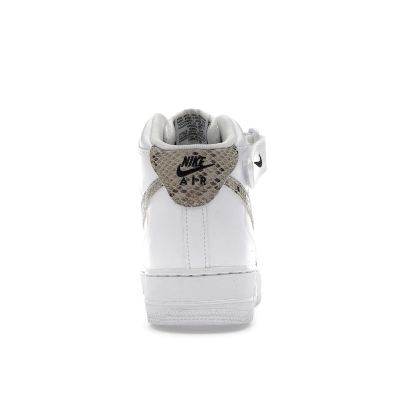 Nike Air Force 1 07 Mid Snakeskin Swoosh Women Sneakers White Black Sanddrift DD9625-101