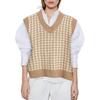 Loose Knitted Vest Sweater Women Sleeveless Thick Vintage Sweater Vest Female Waistcoat Chic Tops  Houndstooth Women Clothing