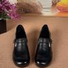 Women's Leather Mary Jane Shoes Comfortable Chunky Heel Casual Pumps with Buckle Strap