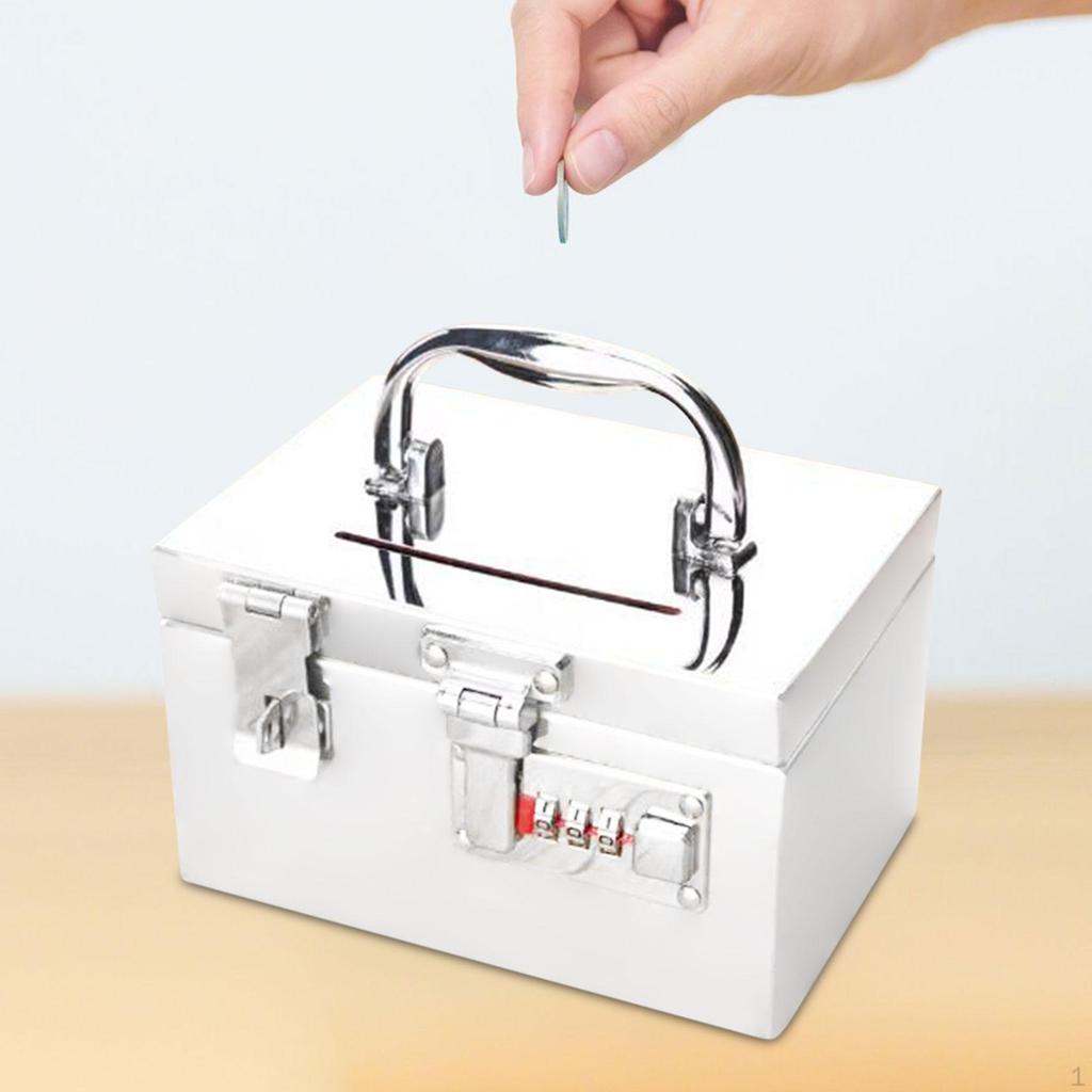Money Saving Box Adults Bank with Handle Combination Lock Piggy for Holidays