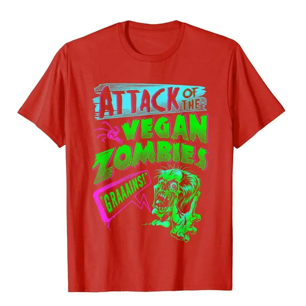 Attack Of The Vegan Zombies Vegetarisk Halloween T-shirt Bomull Man Topp T-shirts Anpassade Toppar T-shirts Camisa